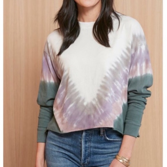 Daydreamer Dusty Rose Tie Dye Long Sleeve Crewneck Slightly Cropped Top - Picture 3 of 11
